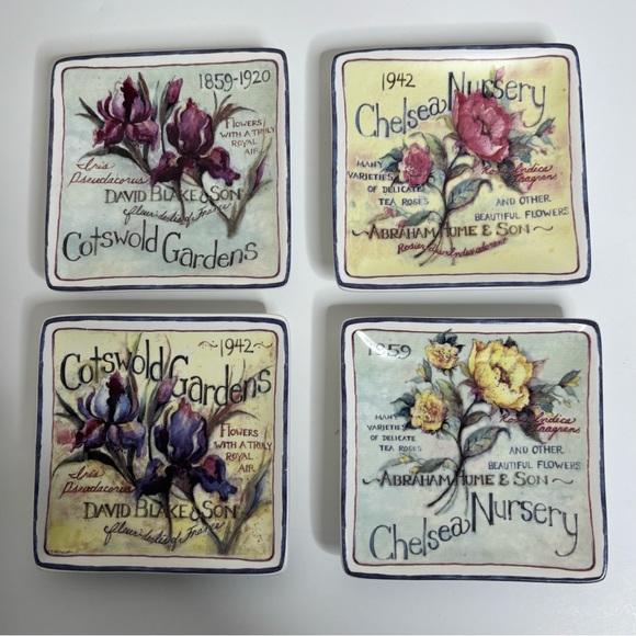 MWW 4” Mini Plate Set English Garden Flowers - Picture 1 of 9
